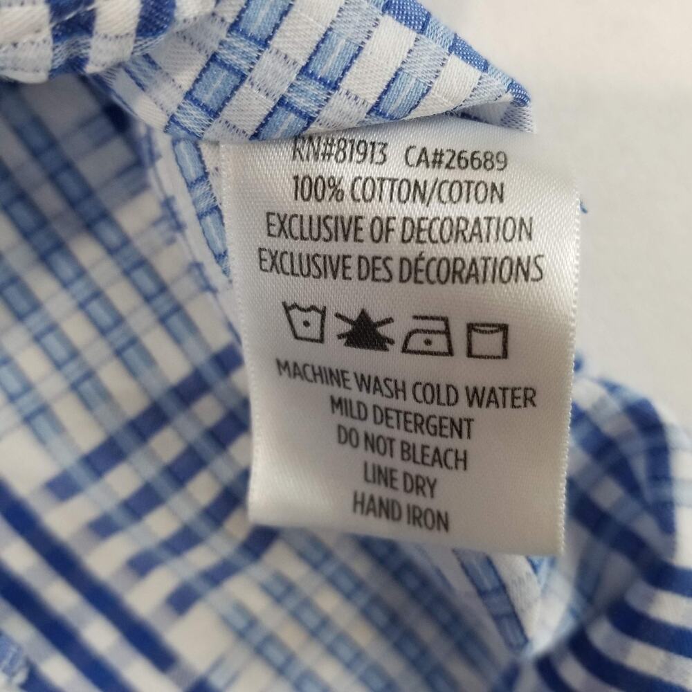 Robert Graham Shirt Mens XL Blue White Plaid Classic Fit Button Up Cotton Casual - Picture 7 of 10